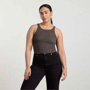 Everlane Women’s Pima Micro-Rib Short Tank in Heathered Fatigue Size XS
